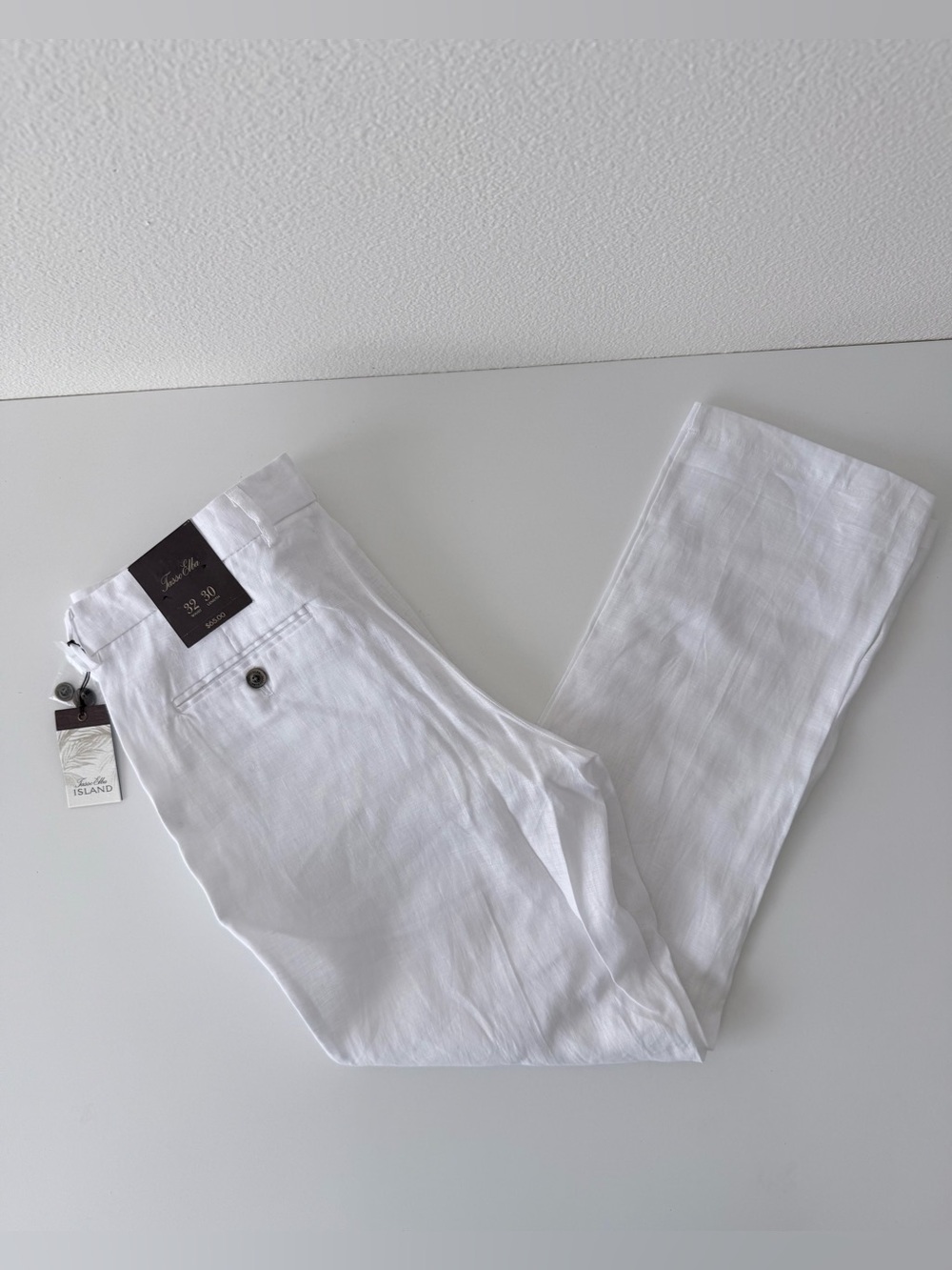 NWT Tasso Elba Island Men's White Linen Suiting Pants 32x30